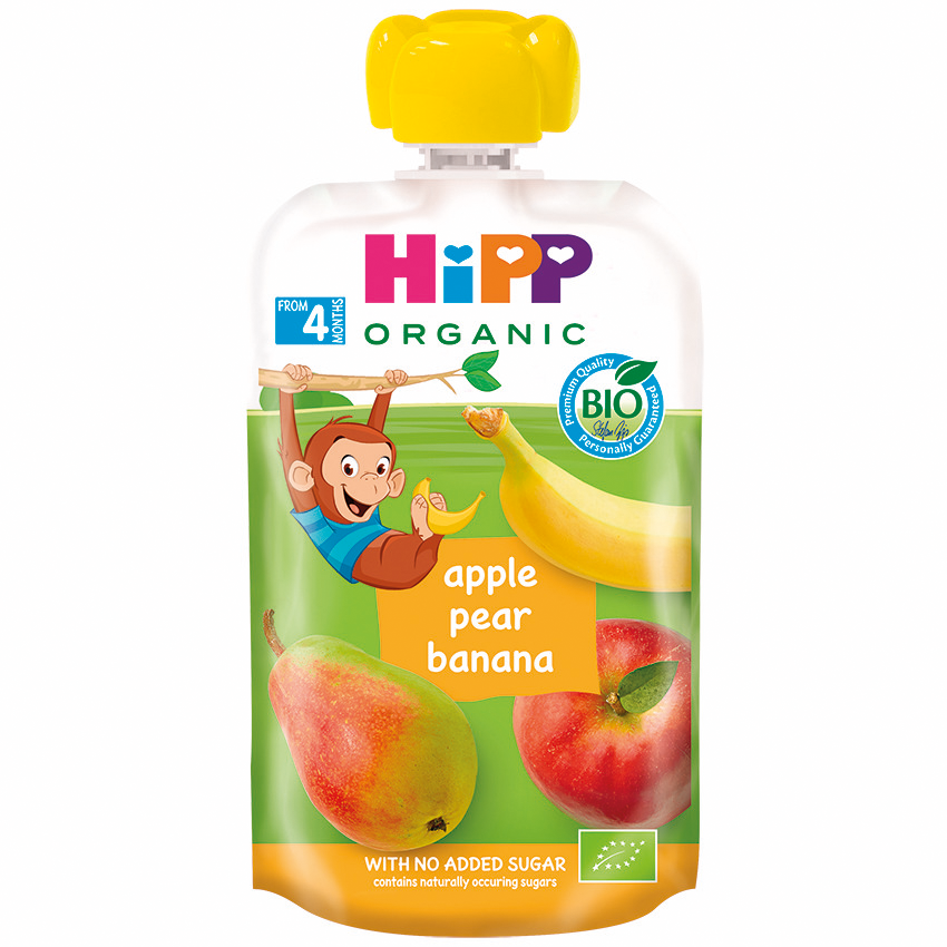 HIPP 喜寶有機果蓉唧唧裝(4個月以上) – 蘋果洋梨香蕉 100G