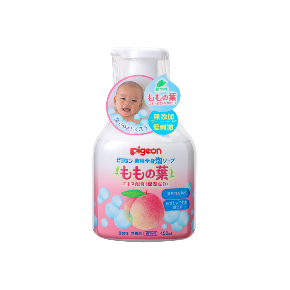 PIGEON 貝親嬰兒保濕沐浴泡泡-桃葉 450ML